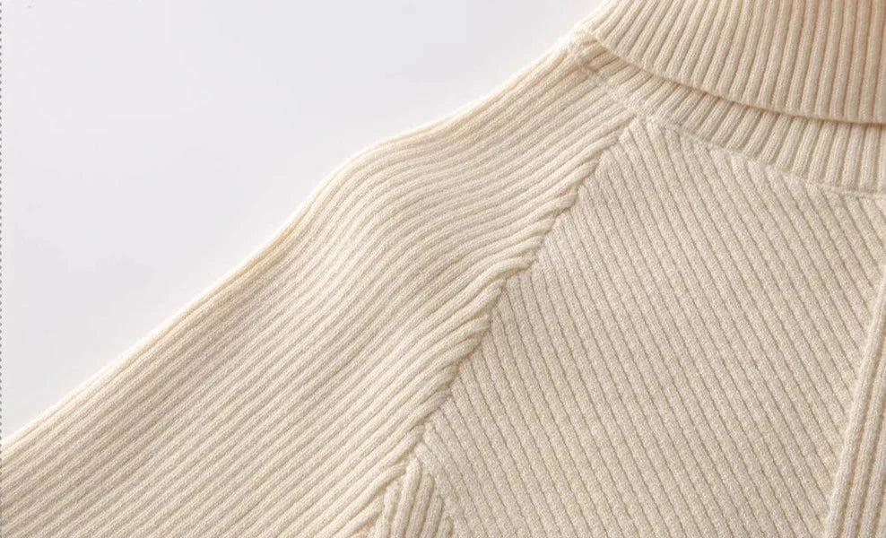 Tracksuit Turtleneck Sweater and Elastic Trousers Suits Knitted Two Piece Set