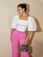 Trendy Square Neck Puff Sleeve Blouses