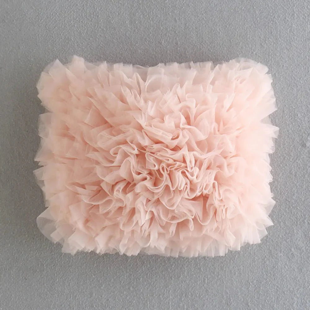 Tulle Pleated Cropped Bustier Camisole