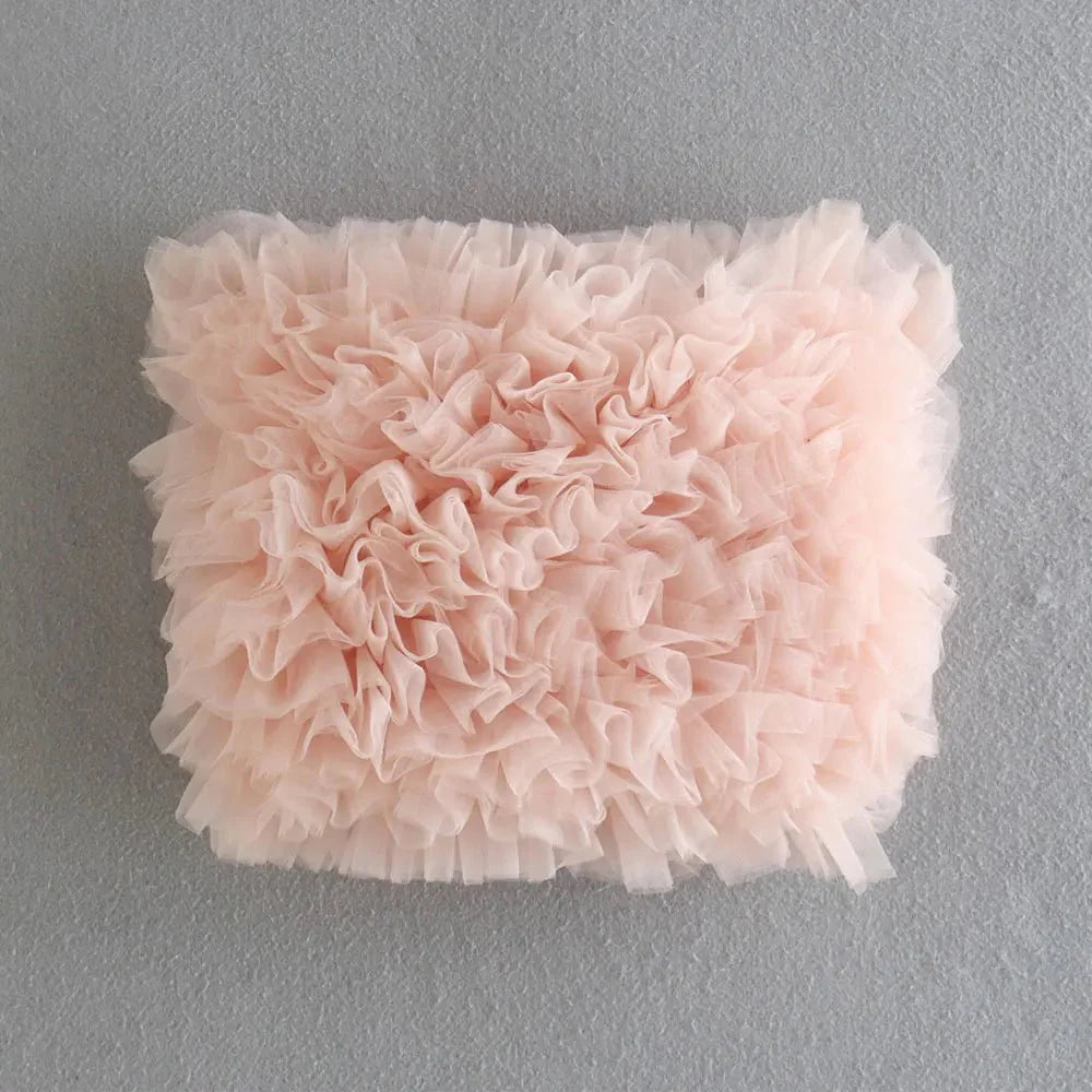 Tulle Pleated Cropped Bustier Camisole