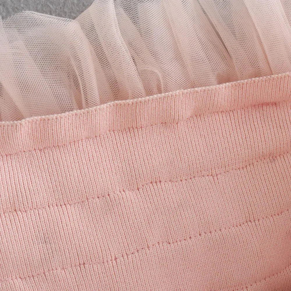 Tulle Pleated Cropped Bustier Camisole