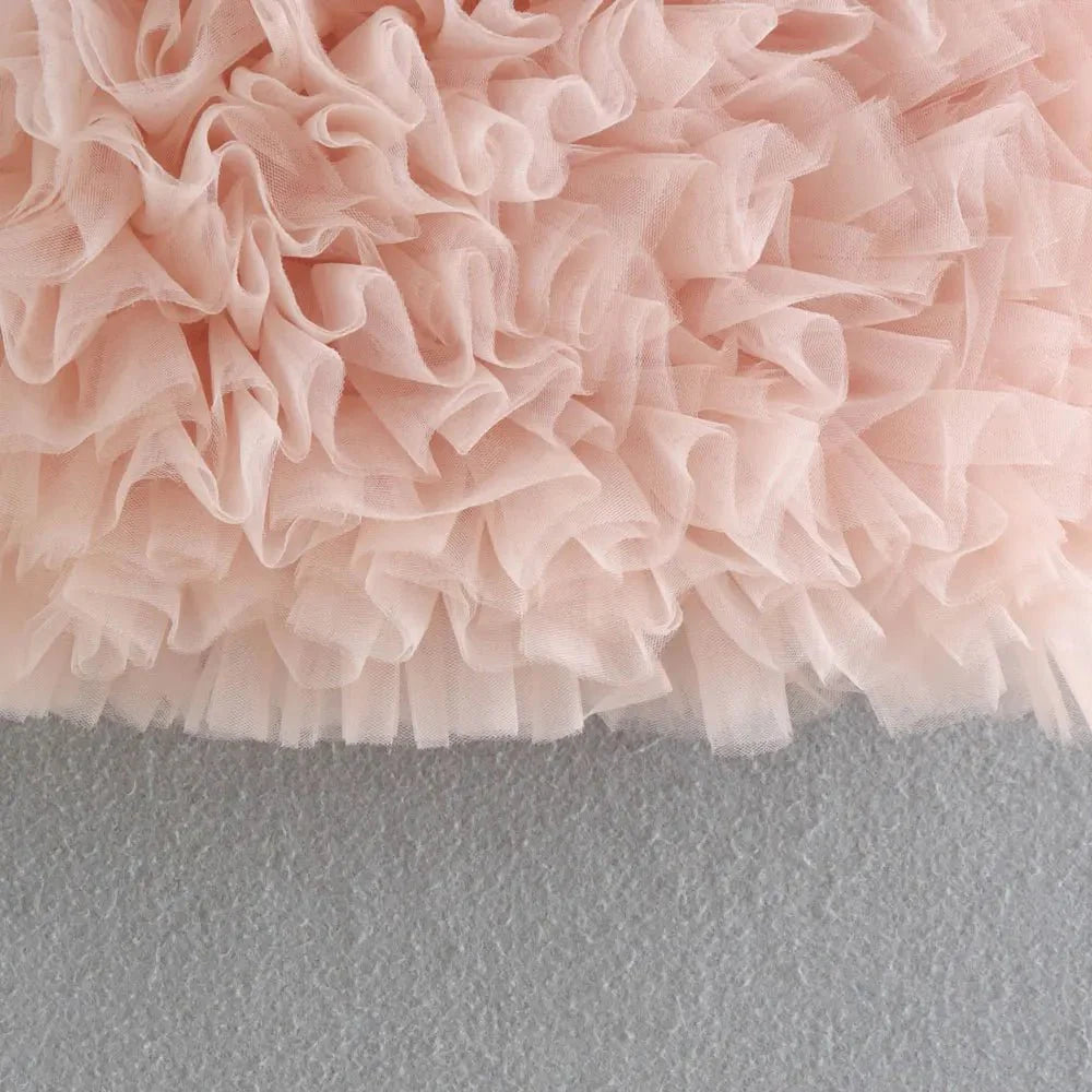 Tulle Pleated Cropped Bustier Camisole