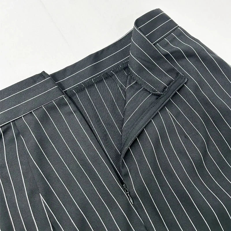 Two Piece Set Striped Printed Vest A-Line Skirt