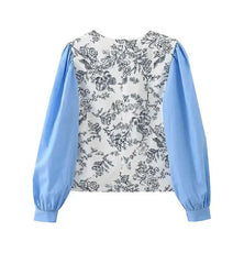 V-Neck Printed Long Sleeve Shirt
