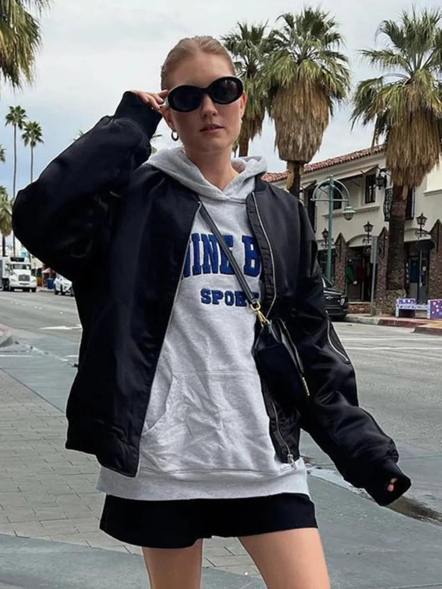 Velvet Letter Hooded Autumn Winter Pullovers Sweatshirts
