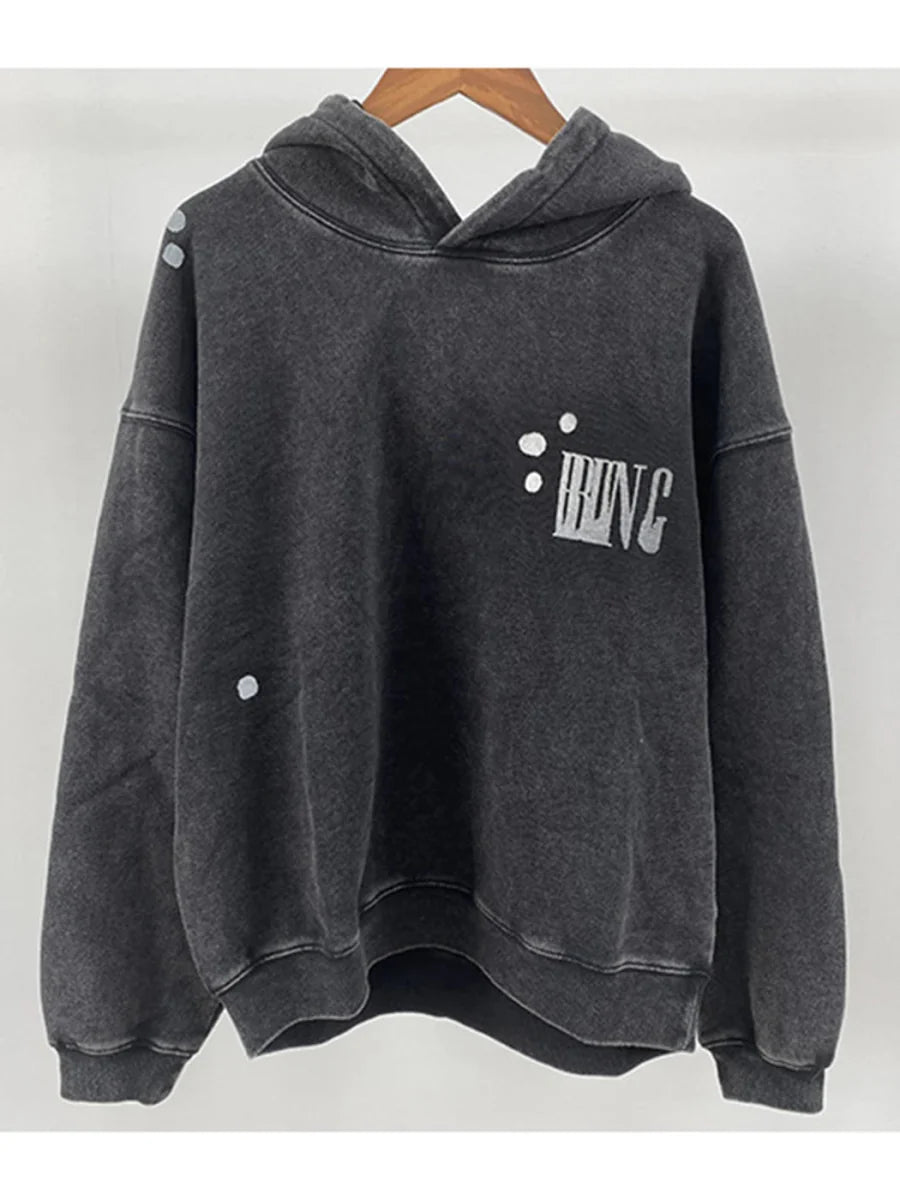 Velvet Letter Hooded Autumn Winter Pullovers Sweatshirts
