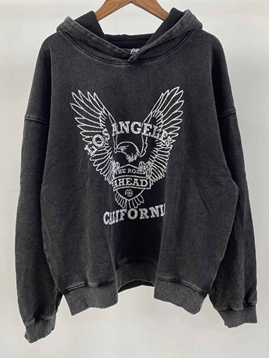 Velvet Letter Hooded Autumn Winter Pullovers Sweatshirts