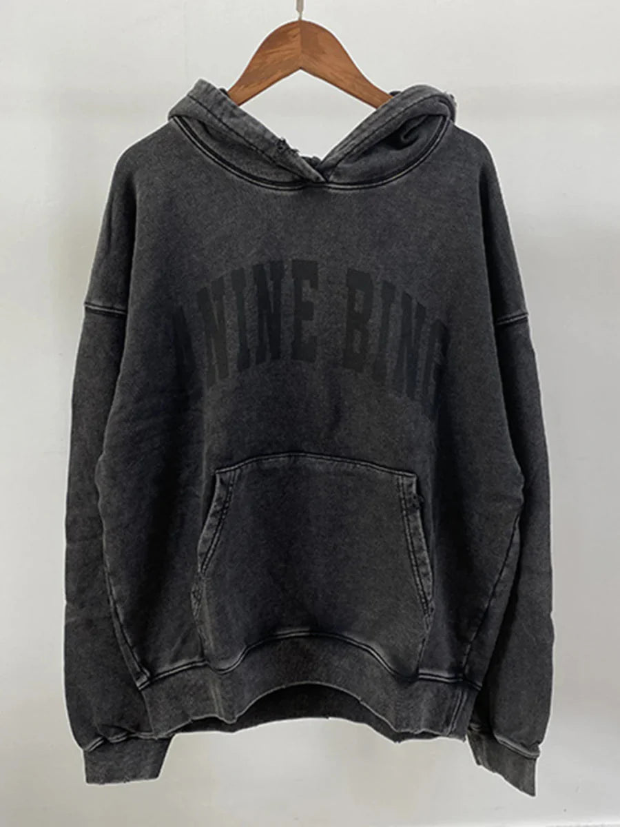 Velvet Letter Hooded Autumn Winter Pullovers Sweatshirts