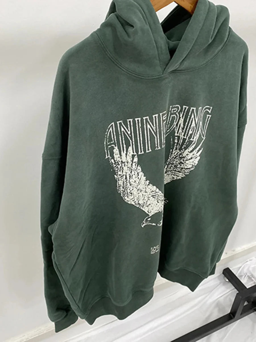 Velvet Letter Hooded Autumn Winter Pullovers Sweatshirts
