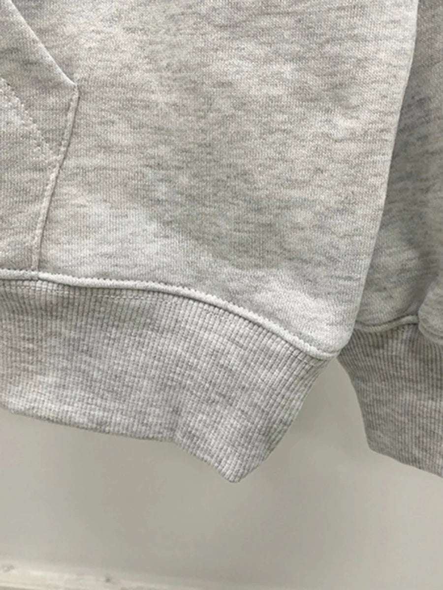 Velvet Letter Hooded Autumn Winter Pullovers Sweatshirts