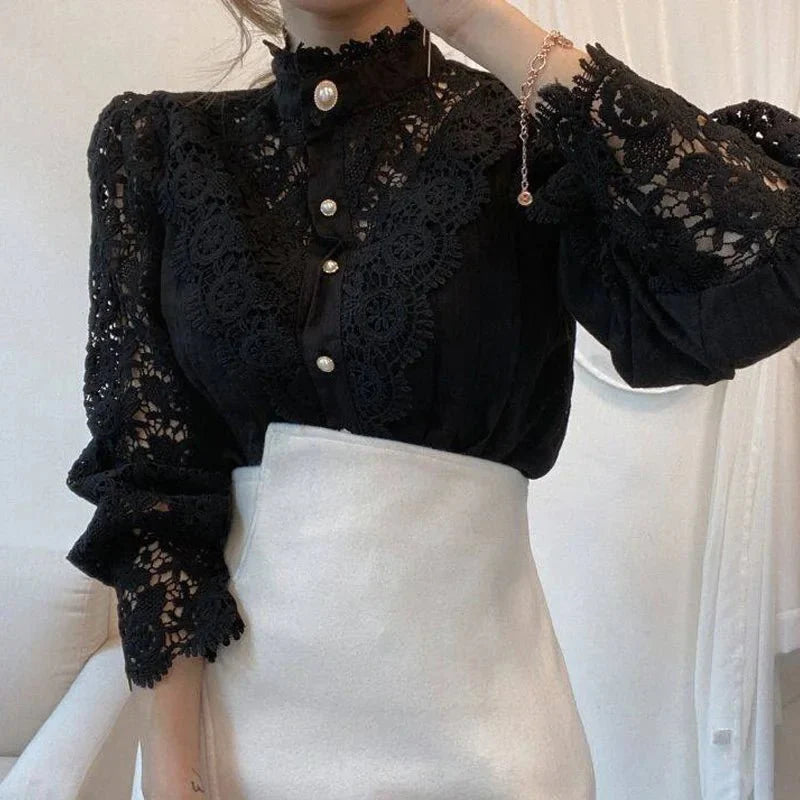 Vintage White Lace Shirt Tops