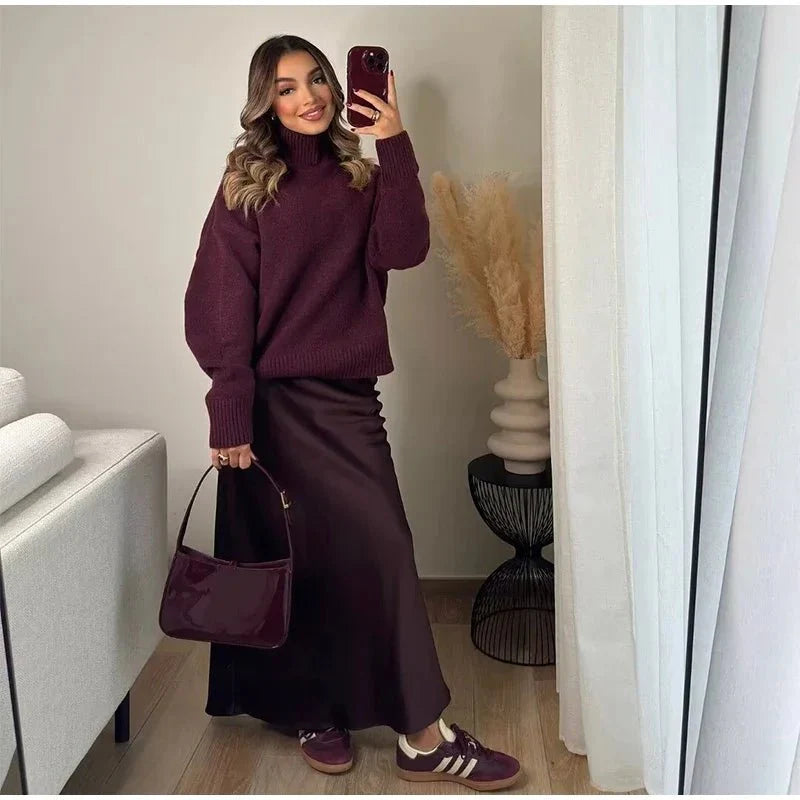 Burgundy Turtleneck Sweater