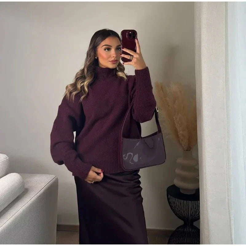 Burgundy Turtleneck Sweater