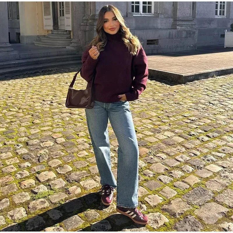 Burgundy Turtleneck Sweater