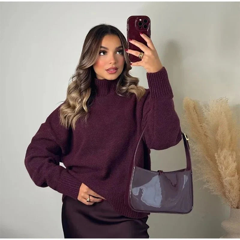 Burgundy Turtleneck Sweater