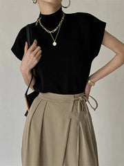 Viscose Knit Loose Short Sleeve Summer Pullover Top