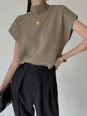 Viscose Knit Loose Short Sleeve Summer Pullover Top