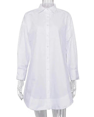 White Loose Tunic Dress Long Casual Shirtsg