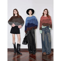 Women's Gradient Round Neck Sweater