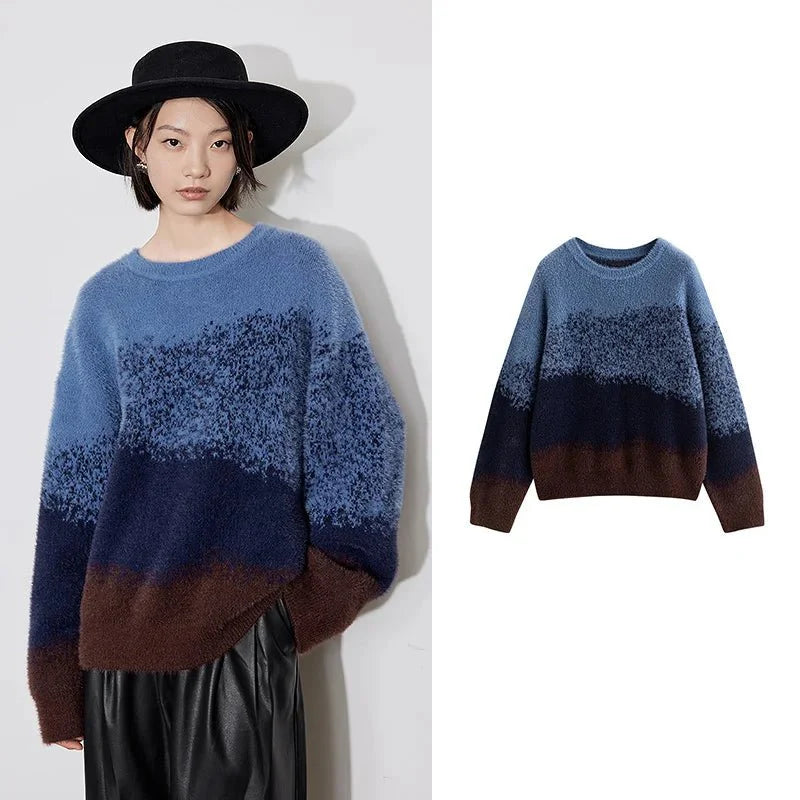 Women's Gradient Round Neck Sweater