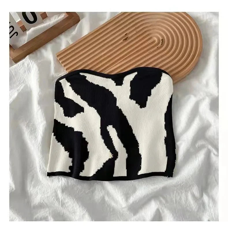 Zebra Slim Cropped Sleeveless Tank Top
