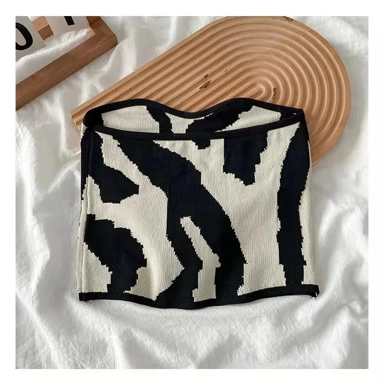 Zebra Slim Cropped Sleeveless Tank Top